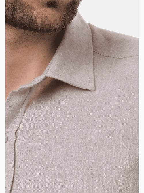 Chemise manches longues en lin - Kiabi