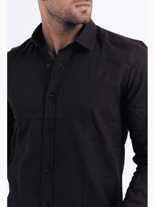 Chemise manches longues en lin - Kiabi