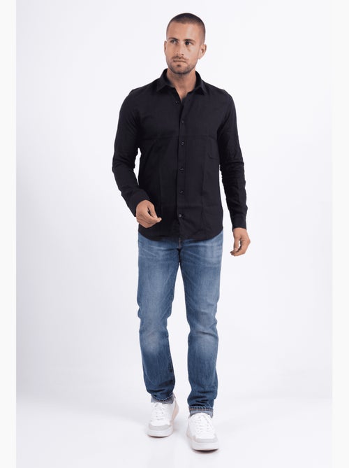 Chemise manches longues en lin - Kiabi