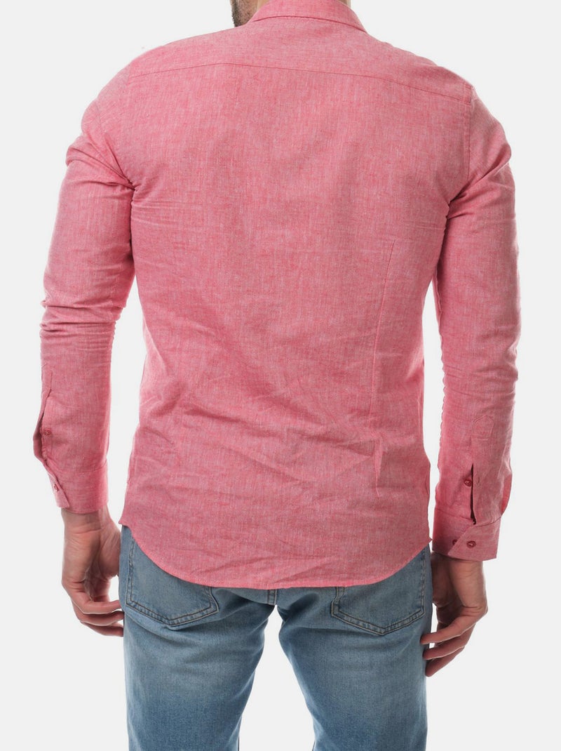 Chemise manches longues en lin Rouge - Kiabi