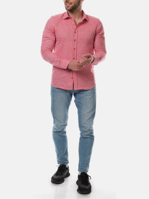 Chemise manches longues en lin - Kiabi