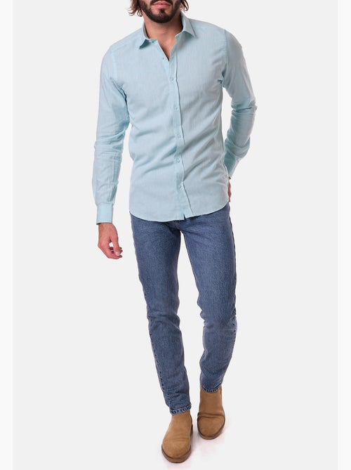 Chemise manches longues en lin - Kiabi