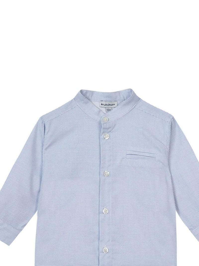 Chemise manches longues en micro-carreaux 'Miniman' Bleu - Kiabi