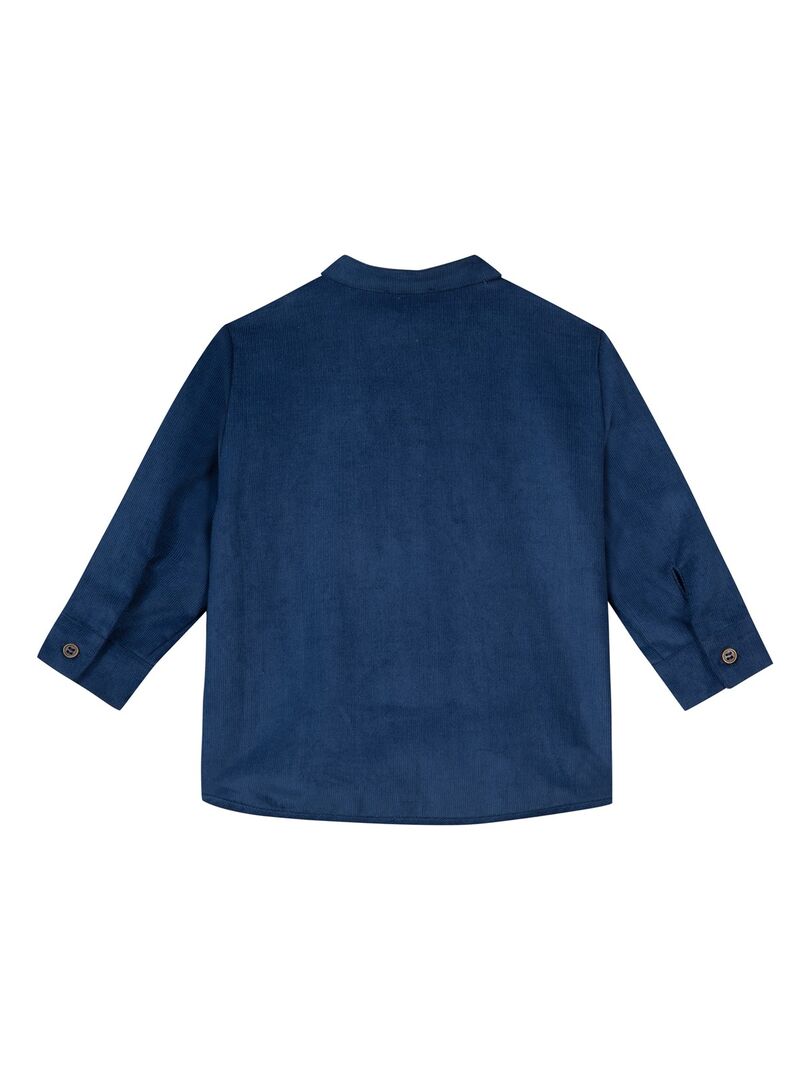 Chemise manches longues en velours fines côtes 'Miniman' Bleu marine - Kiabi