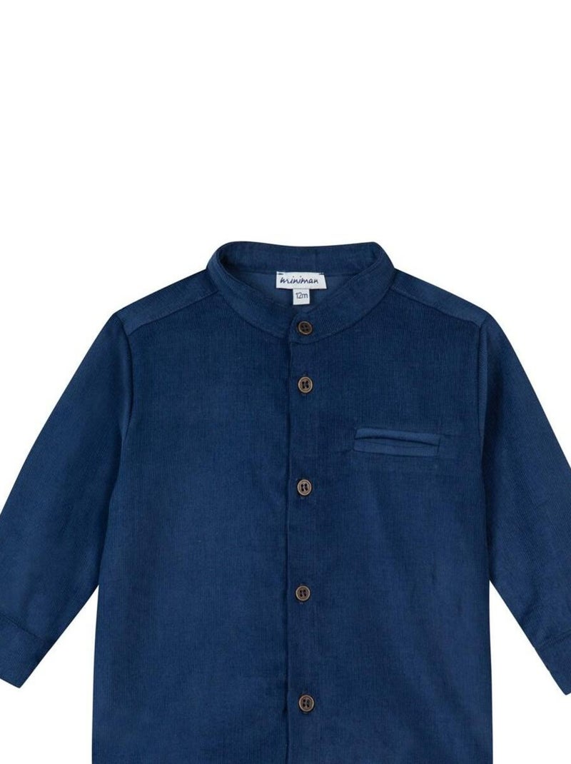 Chemise manches longues en velours fines côtes 'Miniman' Bleu marine - Kiabi