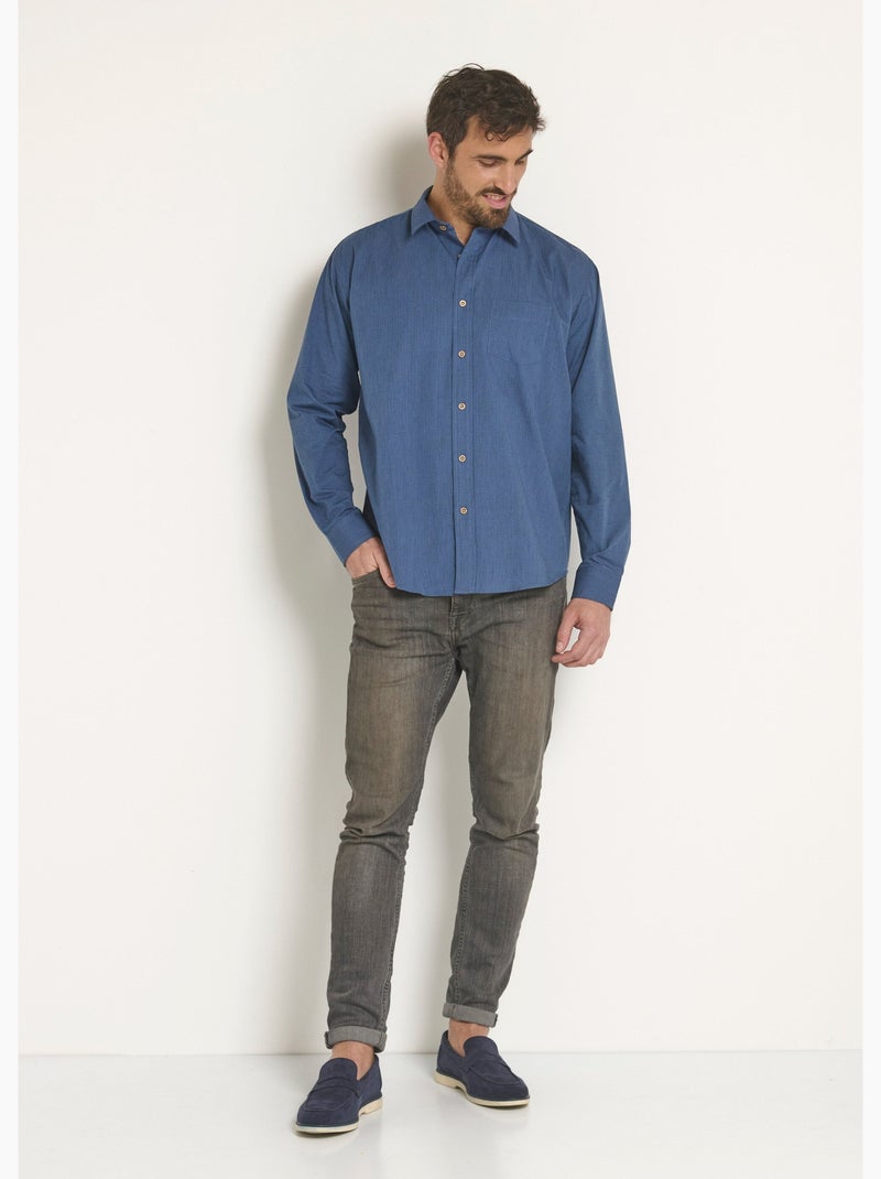 Chemise manches longues entretien facile Bleu - Kiabi