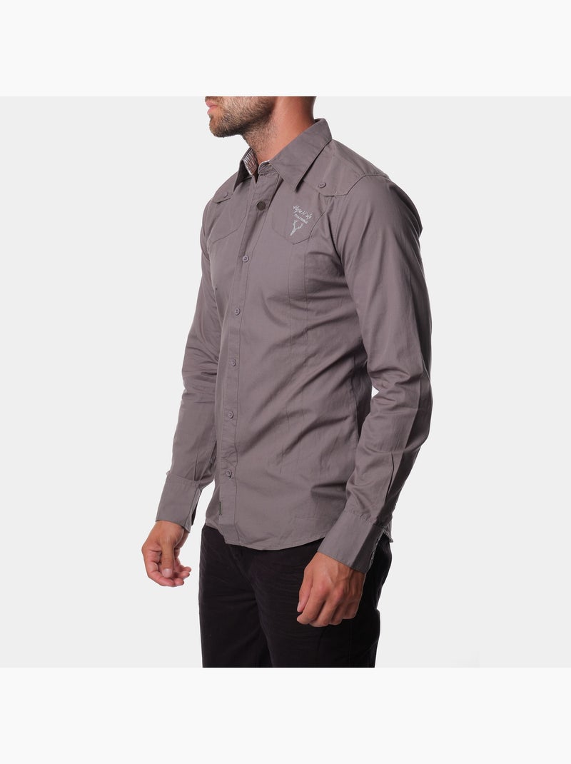 Chemise manches longues Gris - Kiabi