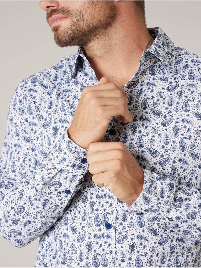 Chemise manches longues homme en coton
 'Deeluxe' Bleu marine - Kiabi