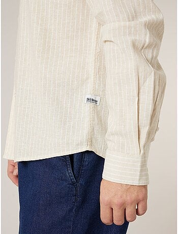 Chemise manches longues homme en lin à légères rayures 'Deeluxe'