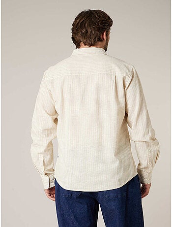 Chemise manches longues homme en lin à légères rayures 'Deeluxe'