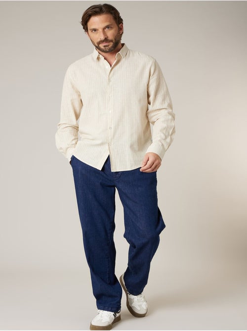 Chemise manches longues homme en lin à légères rayures 'Deeluxe' - Kiabi