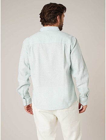 Chemise manches longues homme en lin à légères rayures 'Deeluxe'