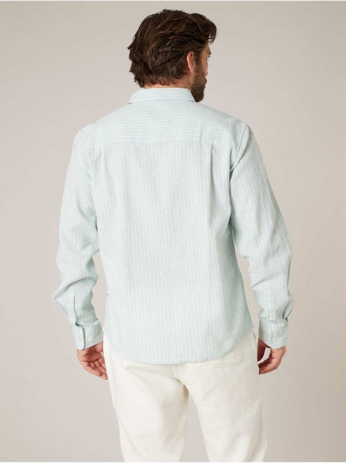 Chemise manches longues homme en lin à légères rayures 'Deeluxe' - Kiabi