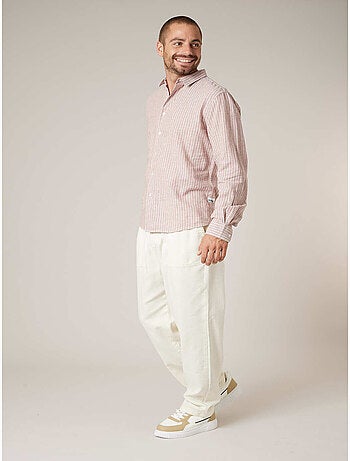 Chemise manches longues homme en lin à légères rayures 'Deeluxe'