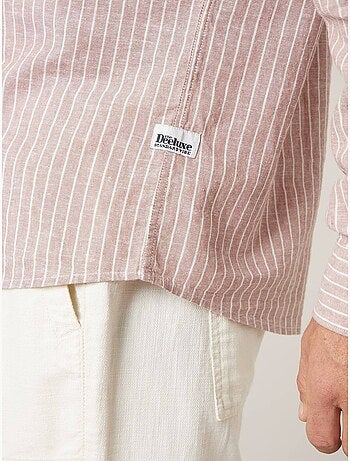 Chemise manches longues homme en lin à légères rayures 'Deeluxe'