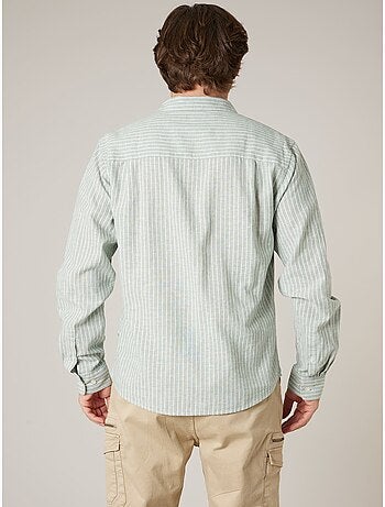 Chemise manches longues homme en lin à légères rayures 'Deeluxe'