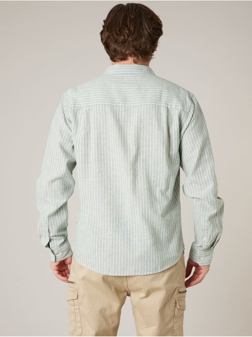 Chemise manches longues homme en lin à légères rayures 'Deeluxe' - Kiabi