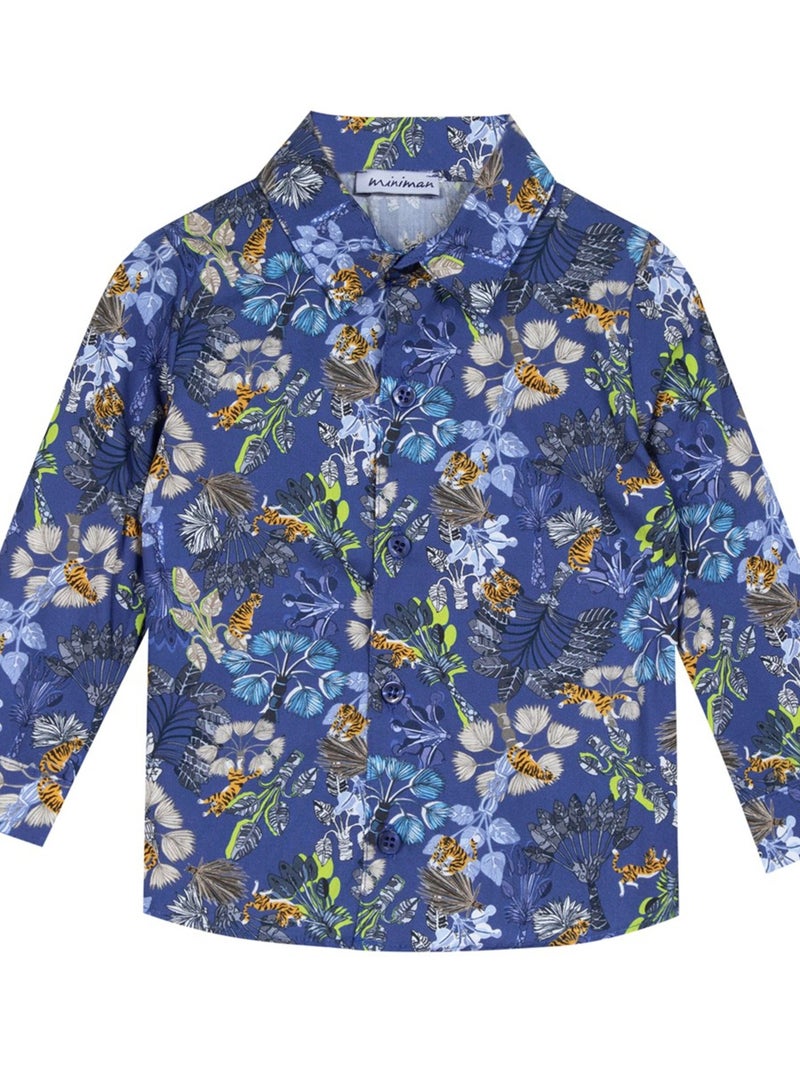 Chemise Manches Longues Imprimée 'miniman' Bleu nuit - Kiabi