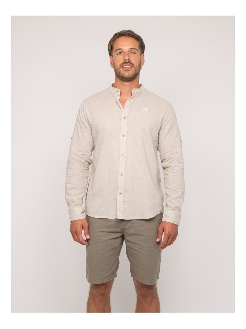 Chemise manches longues lin DUCHERO Beige - Kiabi
