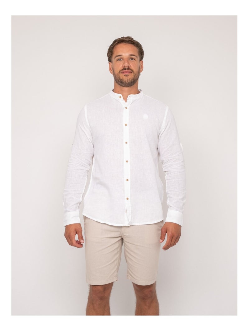 Chemise manches longues lin DUCHERO Blanc - Kiabi