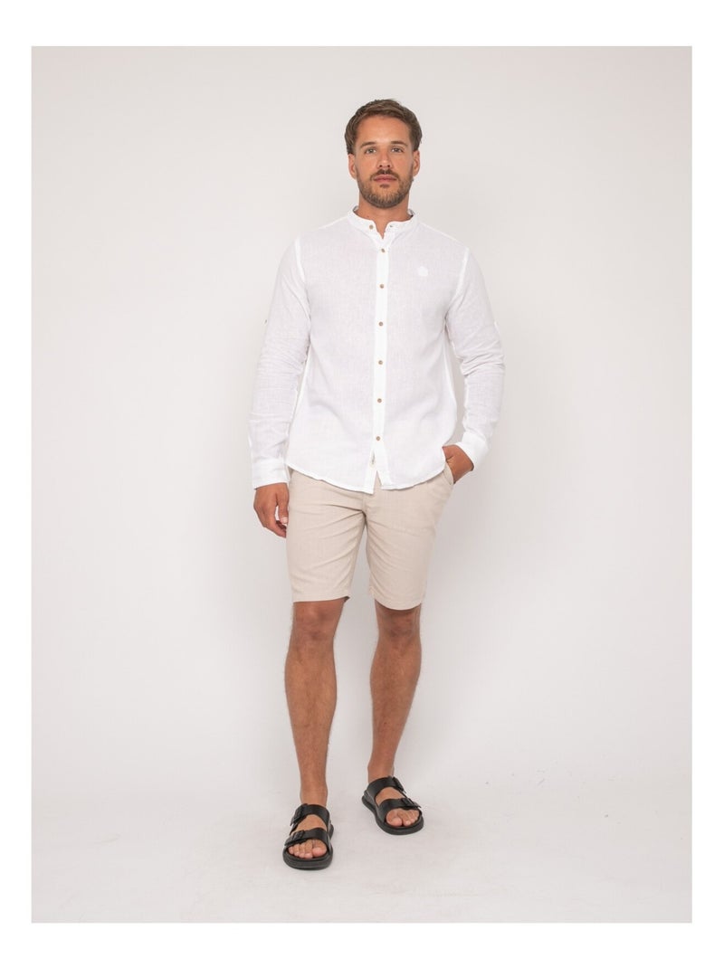 Chemise manches longues lin DUCHERO Blanc - Kiabi