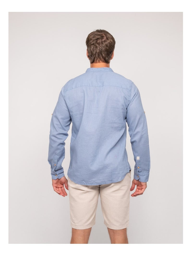 Chemise manches longues lin DUCHERO Bleu - Kiabi