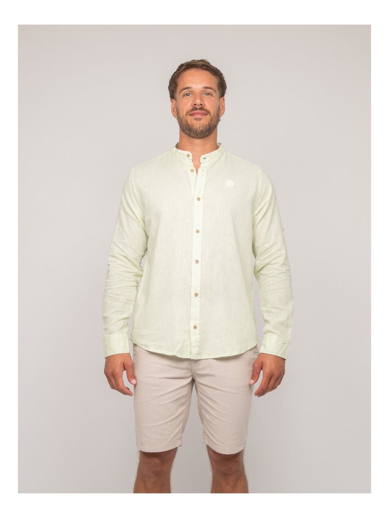 Chemise manches longues lin DUCHERO Vert clair - Kiabi
