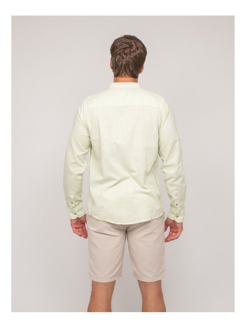 Chemise manches longues lin DUCHERO Vert clair - Kiabi