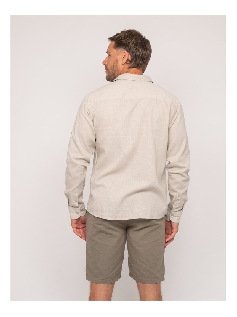 Chemise manches longues lin DUMOLAK Beige - Kiabi