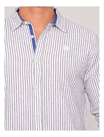 Chemise manches longues lin rayures DUPLAYA