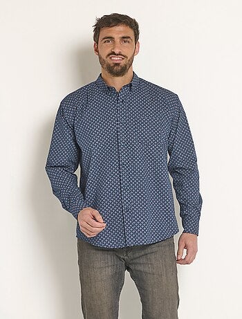 Chemise manches longues motif géométrique - Afibel