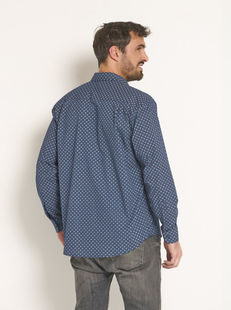 Chemise manches longues motif géométrique - Afibel Bleu marine - Kiabi