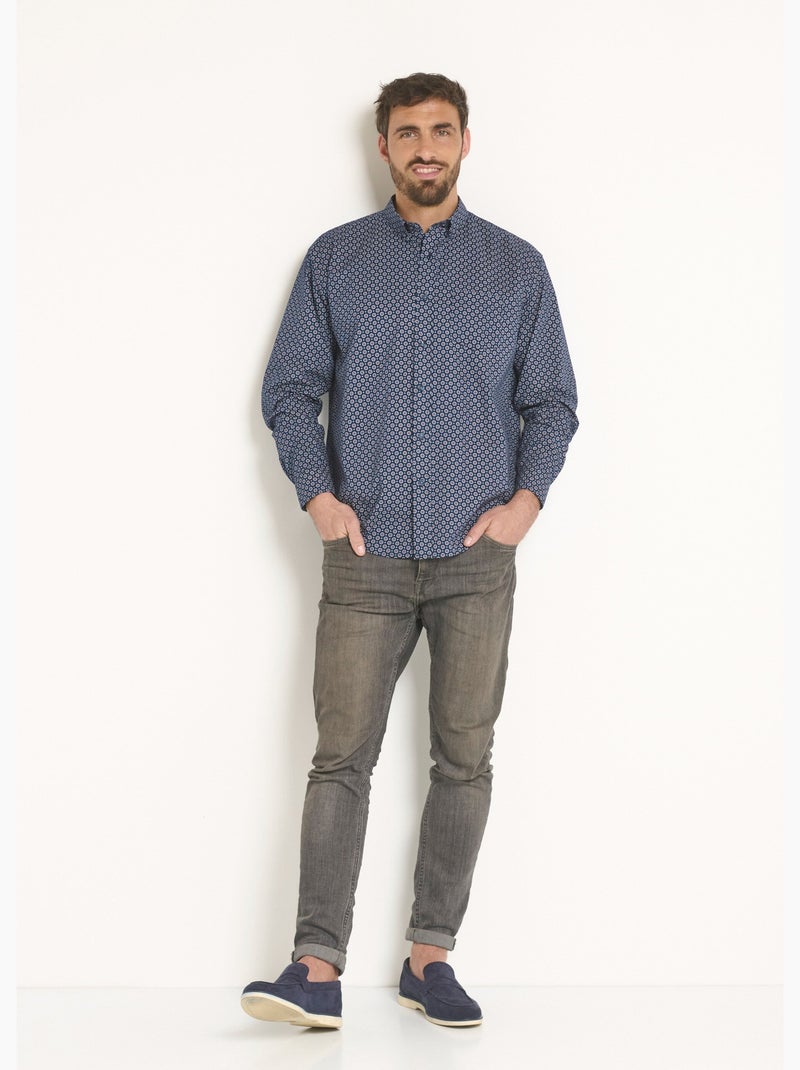 Chemise manches longues motif géométrique - Afibel Bleu marine - Kiabi