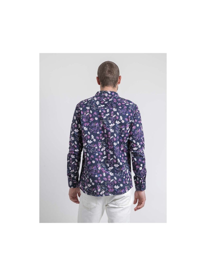 Chemise manches longues motifs DULOIC Bleu marine - Kiabi