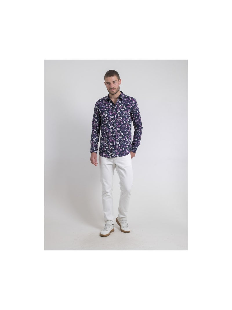 Chemise manches longues motifs DULOIC Bleu marine - Kiabi