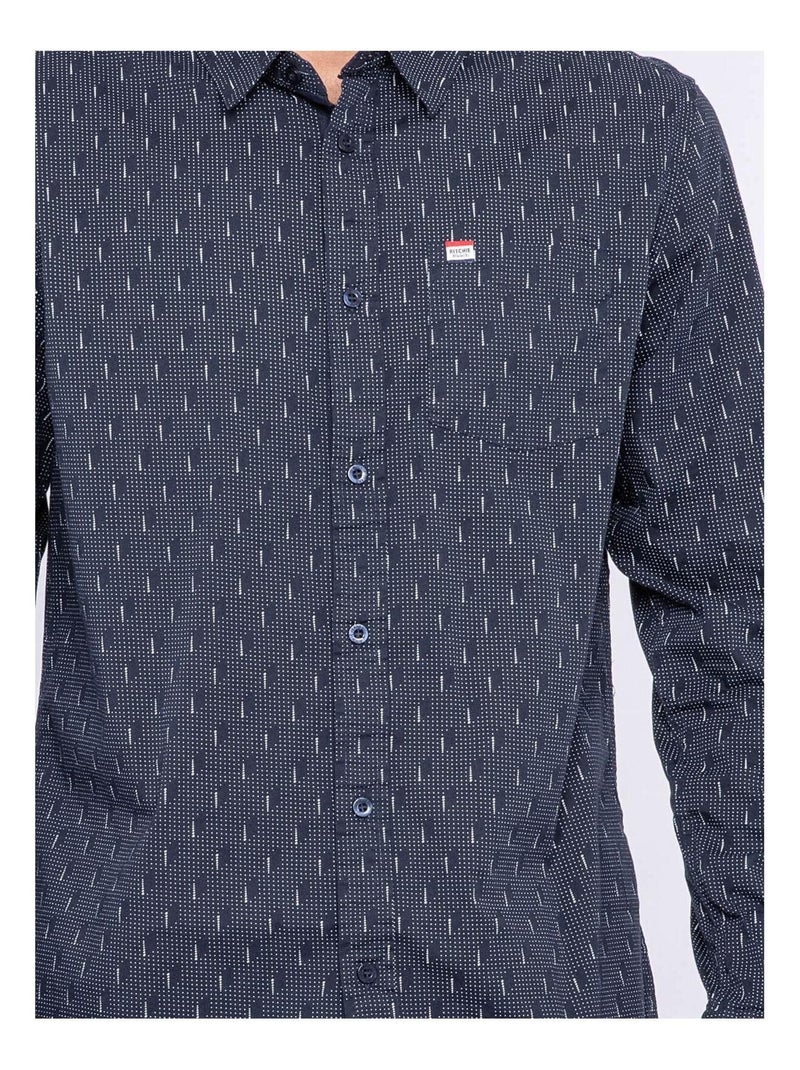 Chemise manches longues motifs TEMPO Bleu marine - Kiabi