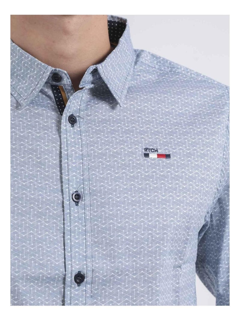 Chemise manches longues motifs teralix Blanc - Kiabi