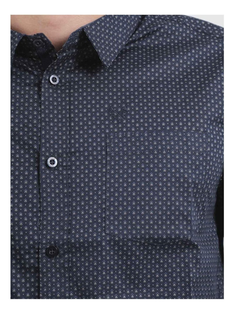 Chemise manches longues motifs TOPALGA Bleu marine - Kiabi