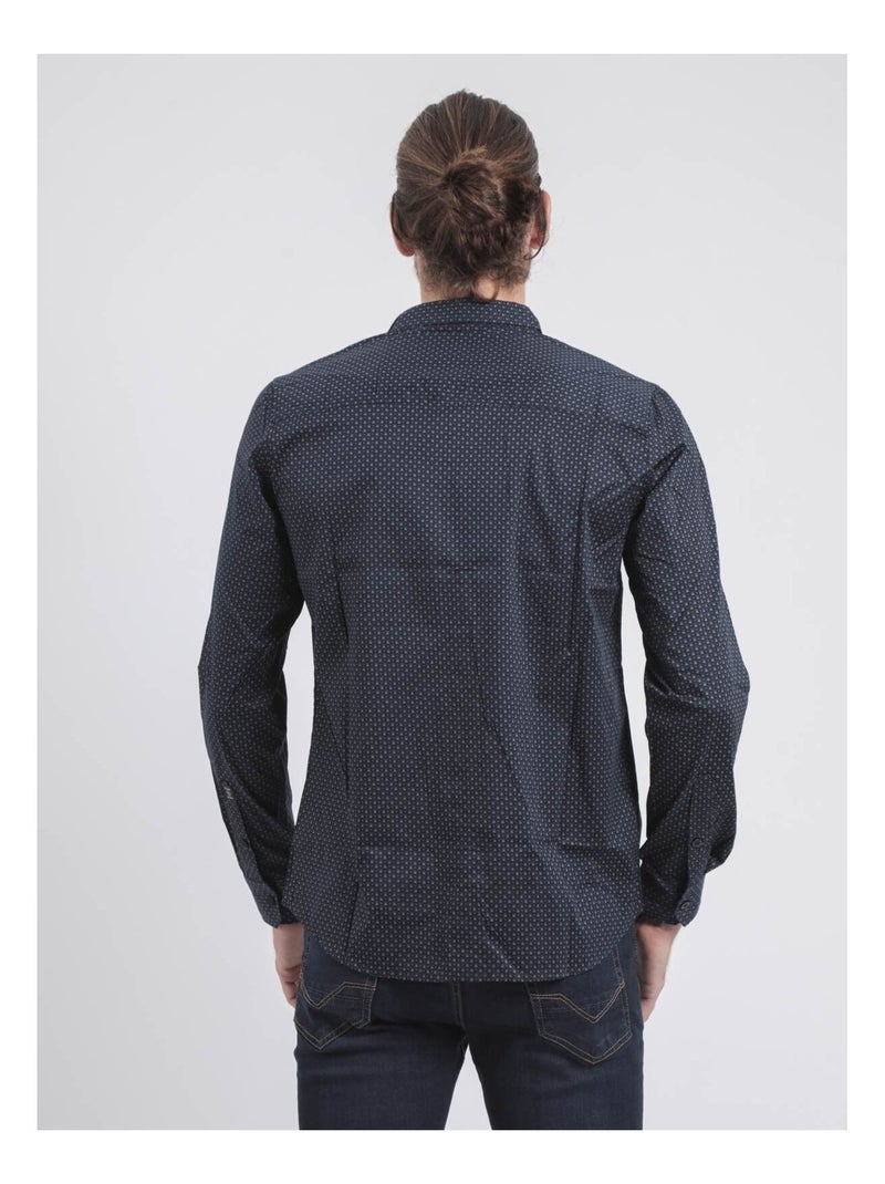 Chemise manches longues motifs TOPALGA Bleu marine - Kiabi