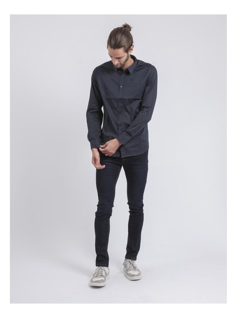 Chemise manches longues motifs TOPALGA Bleu marine - Kiabi