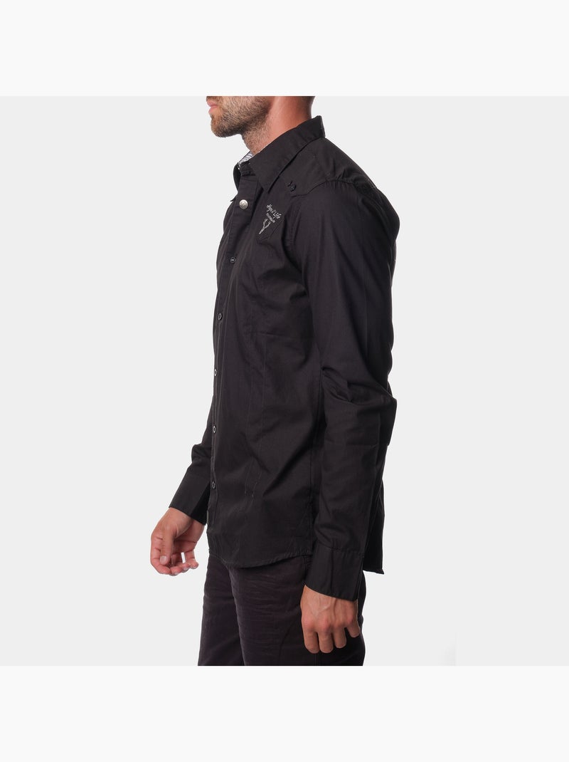 Chemise manches longues Noir - Kiabi