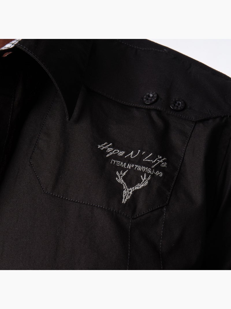 Chemise manches longues Noir - Kiabi