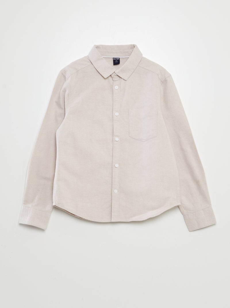 Chemise manches longues oxford Beige - Kiabi