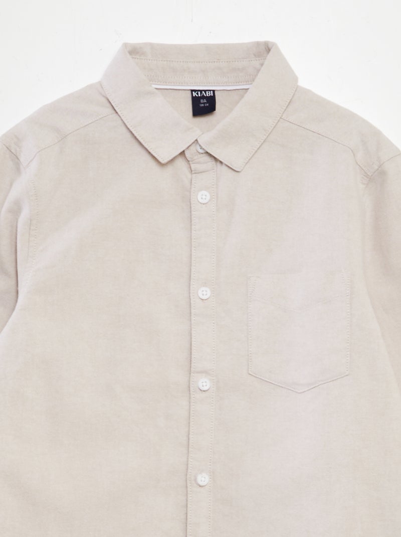 Chemise manches longues oxford Beige - Kiabi