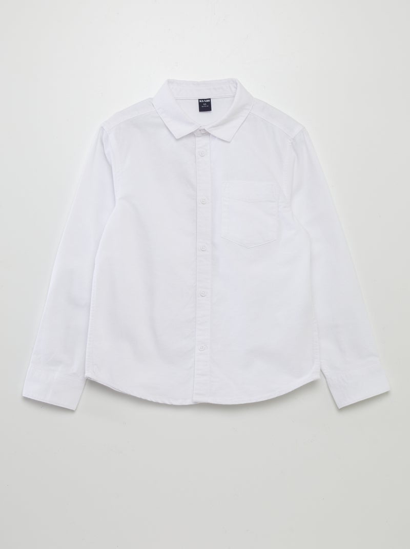 Chemise manches longues oxford blanc - Kiabi