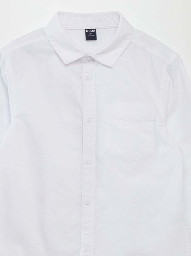 Chemise manches longues oxford blanc - Kiabi