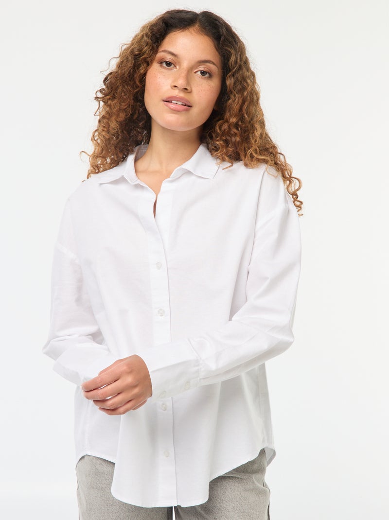 Chemise manches longues oxford Blanc - Kiabi