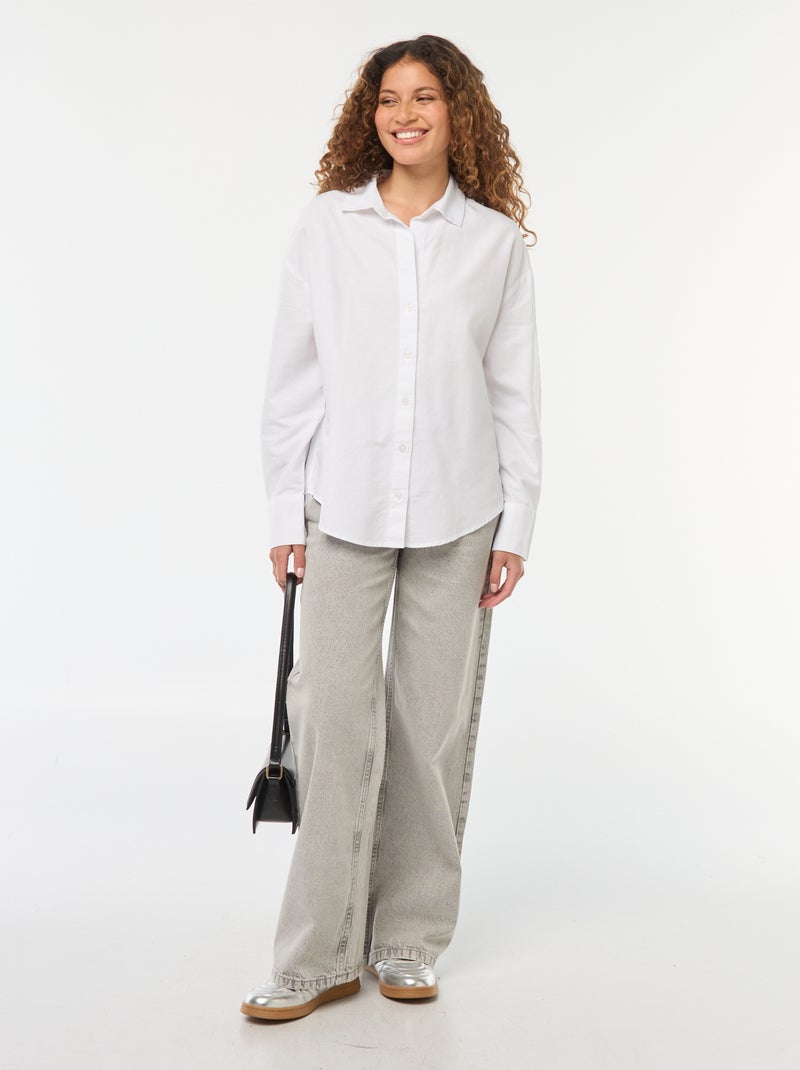 Chemise manches longues oxford Blanc - Kiabi
