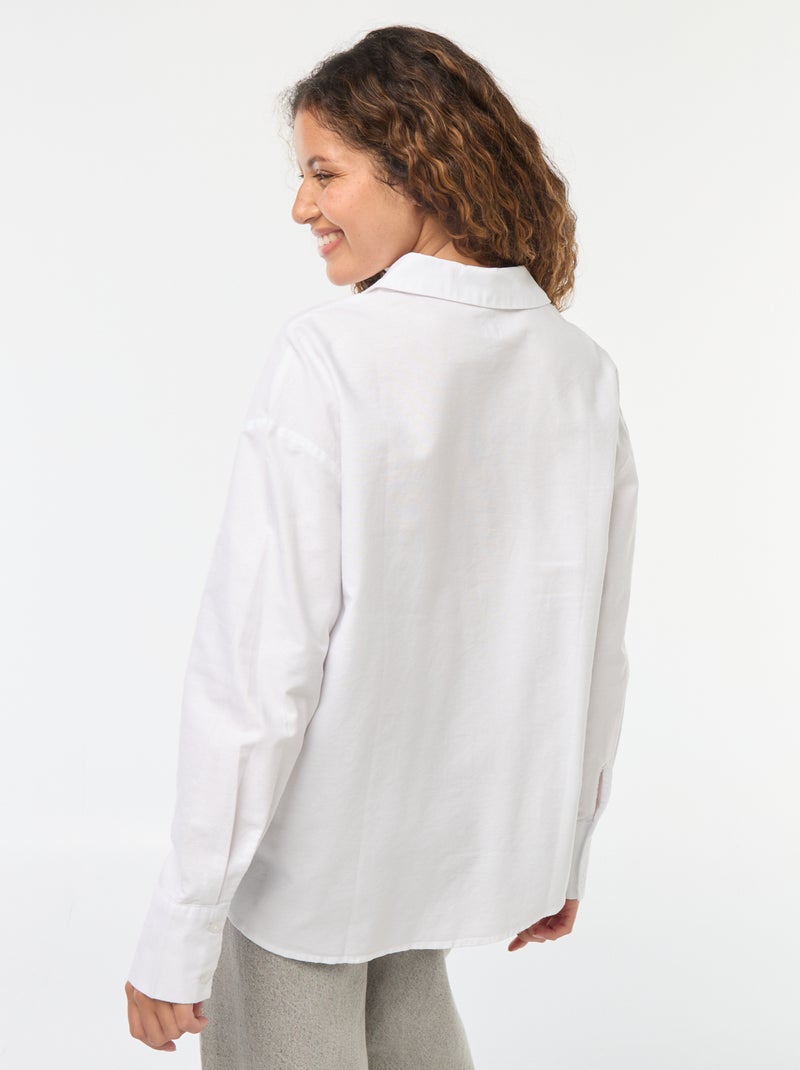 Chemise manches longues oxford Blanc - Kiabi
