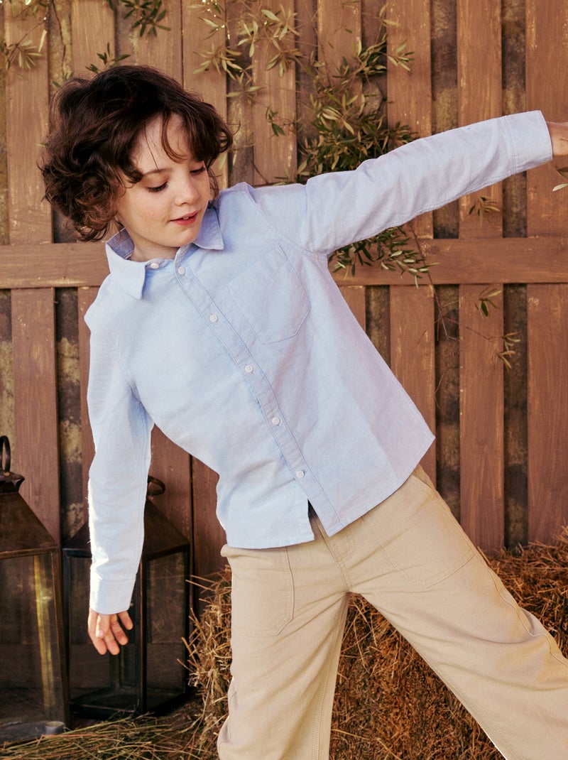 Chemise manches longues oxford Bleu - Kiabi